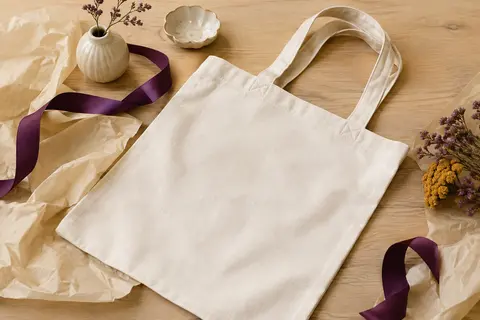 Tote bag Artexia en coton avec poignées renforcées, présenté sur un fond clair avec des accessoires
